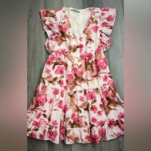 Abercrombie & Fitch Pink and Brown Floral Dress
